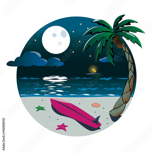 beach at night whit moonlight