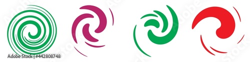 Abstract spiral, swirl, twirl design element. Curlicue, rotating shape. Volute, vortex, helix element