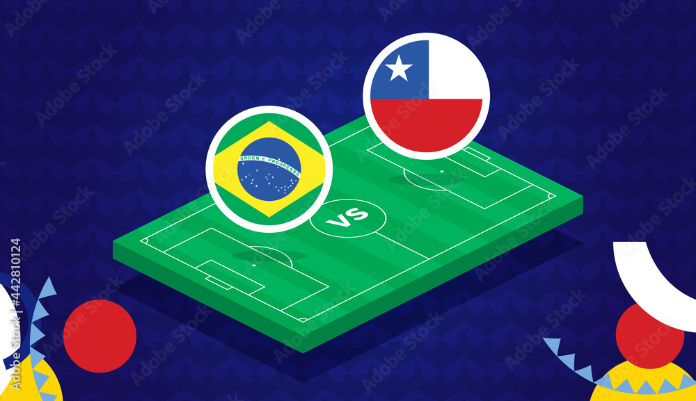 Fanion Foot Brésil Vs Chili 10x9 Cm - Coupe Du Monde France 1998 (8èmes)