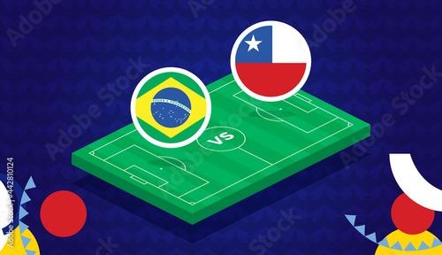 Brazil vs Chile match vector illustration Football Copa America 2021 championship
