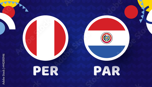 Peru vs Paraguay match vector illustration Football Copa America 2021 championship