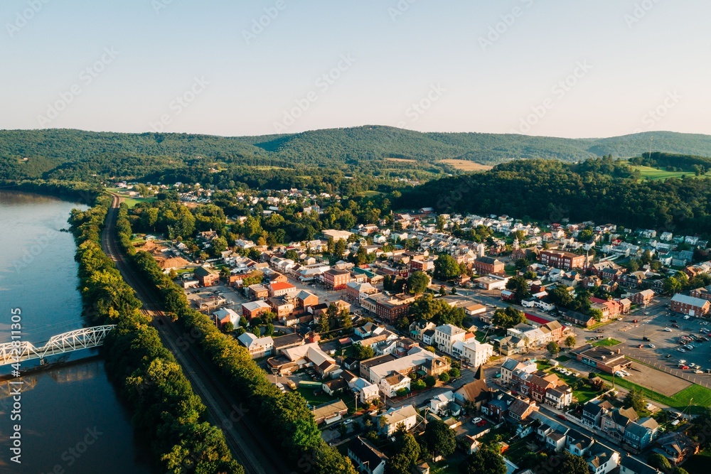 View of the Juniata River and town of Newport, Pennsylvania