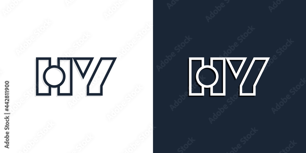 Abstract line art initial letters HY logo.
