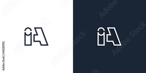 Abstract line art initial letters IA logo.