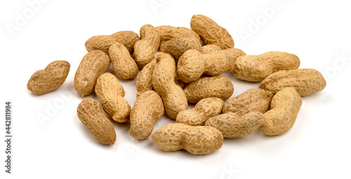 Peanuts, isolated on white background. High resolution image.
