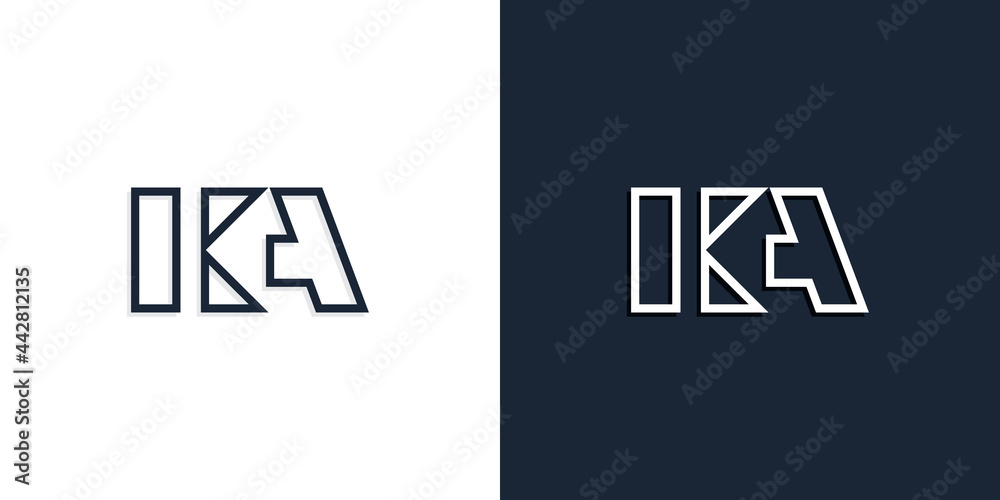 Abstract line art initial letters KA logo. - obrazy, fototapety, plakaty 
