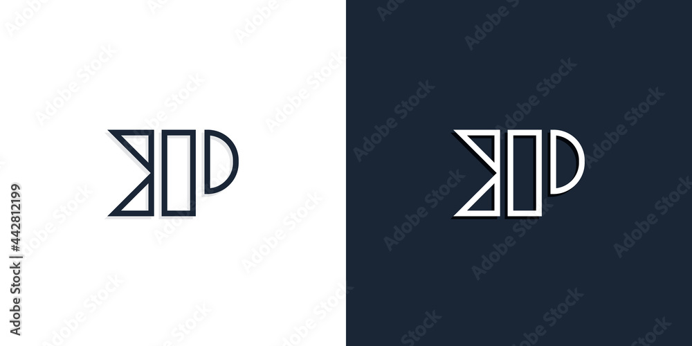Abstract line art initial letters KP logo. - obrazy, fototapety, plakaty 