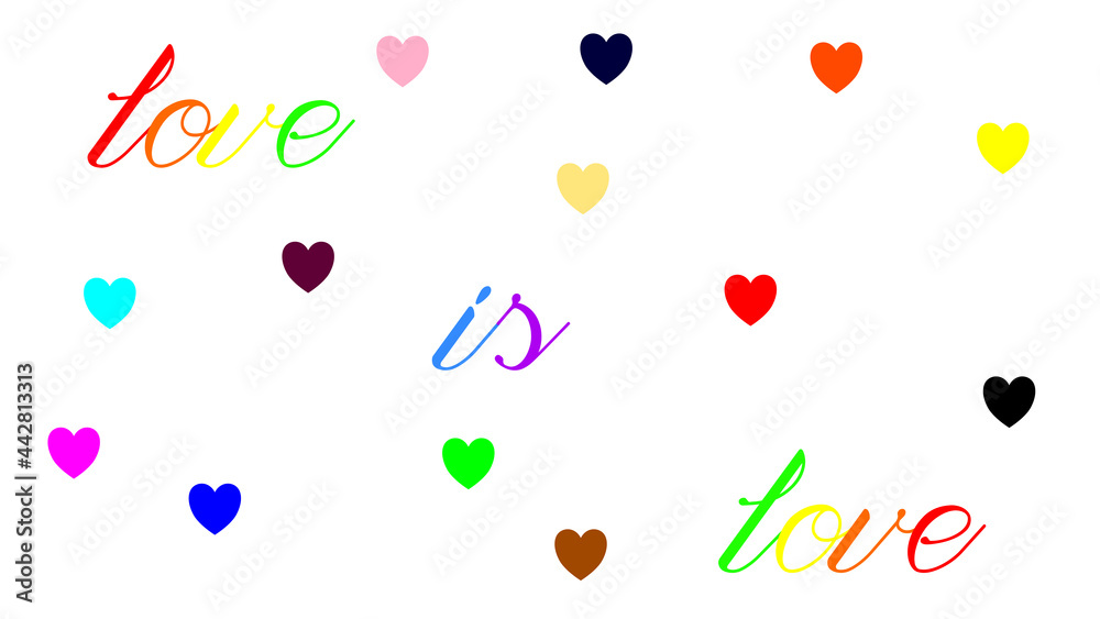 love is love handlettering colorful hearts lgbt