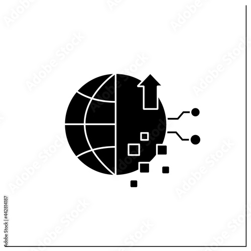 Digital experience glyph icon. Interaction between person and an organization.Modern technology.Global digitalization. Digital sustainability.Filled flat sign. Isolated silhouette vector illustration