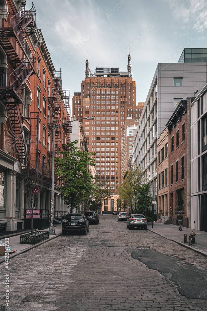 Street scene with architecture in Soho, Manhattan, New York City