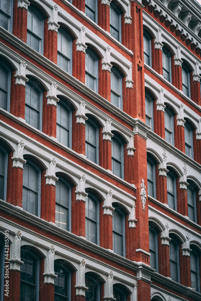 Architectural details of a building at Astor Place, East Village, Manhattan, New York