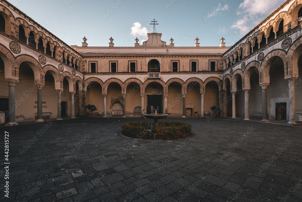 A courtyard at the Duomo di Salerno, Salerno, Campania, Italy