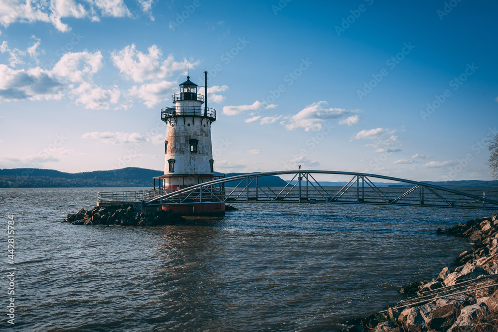 Sleepy Hollow Lighthouse, on the Hudson River in Tarrytown, New York