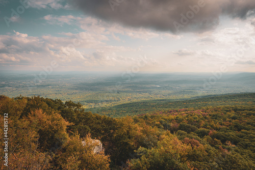 View of autumn color in the Shawangunk Mountains, from Sams Point, Minnewaska State Park, New York photo