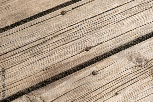 Wood floor with nails close up