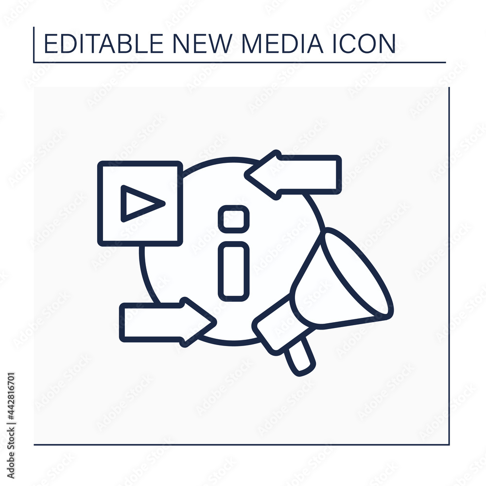Information space line icon. Exchanging and promoting new content. Social media platform. New media concept. Isolated vector illustration.Editable stroke Information space line icon. Exchanging and promoting new content. Social media platform. New media concept. Isolated vector illustration.Editable stroke