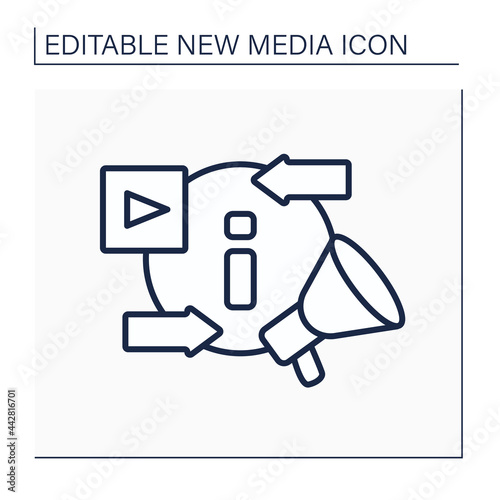 Information space line icon. Exchanging and promoting new content. Social media platform. New media concept. Isolated vector illustration.Editable stroke