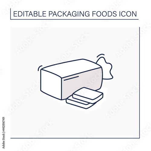 Sandwich bread line icon. Bread in package.Portion control, protection, tampering resistance from bacteria. Packing food concept. Isolated vector illustration. Editable stroke