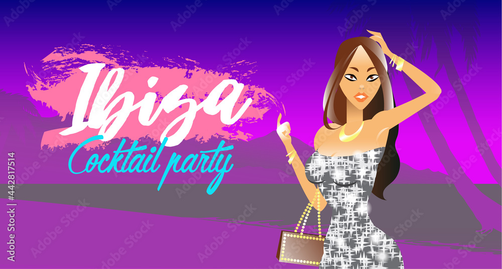 Poster with cartoon style young sexy girl. Vector illustration. Poster with cartoon style young sexy girl. Vector illustration.