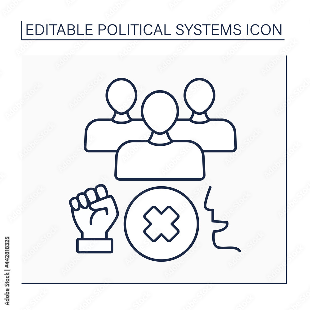 Authoritarian regime line icon. Government form. Control by one person or group of people. Authoritarianism.Political system concept.Isolated vector illustration.Editable stroke Authoritarian regime line icon. Government form. Control by one person or group of people. Authoritarianism.Political system concept.Isolated vector illustration.Editable stroke