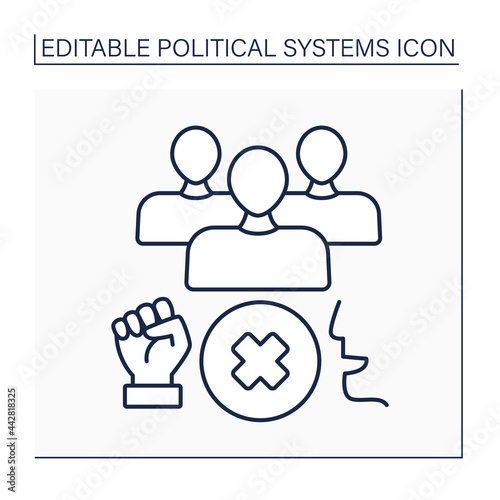 Authoritarian regime line icon. Government form. Control by one person or group of people. Authoritarianism.Political system concept.Isolated vector illustration.Editable stroke