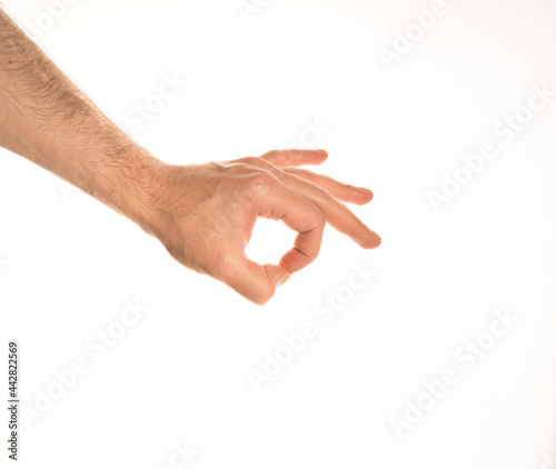 Hand Gesture and Position White Background Caucasian Middle Age Man Photograph Set  © ozgur