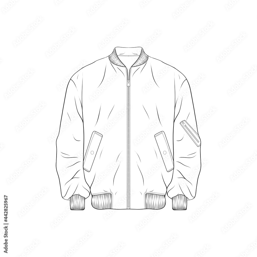 jacket bomber outline drawing vector, jacket bomber in a sketch style ...