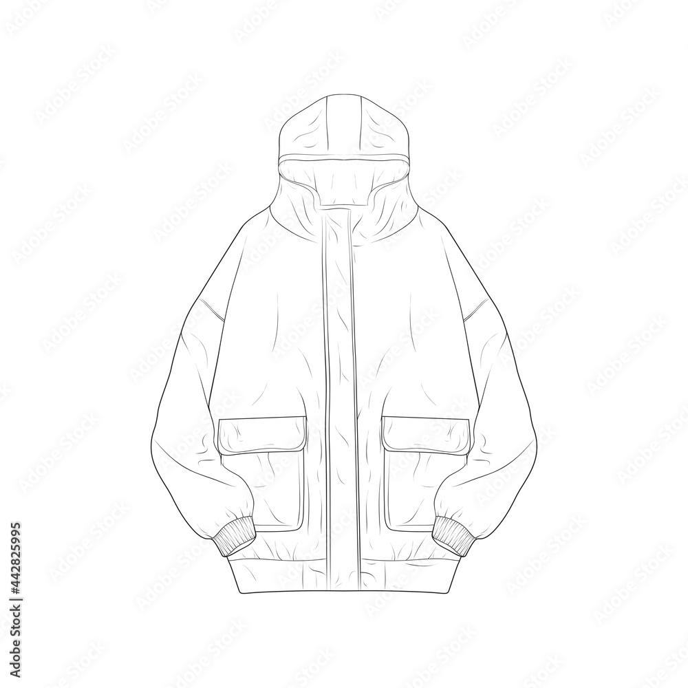 Long Sleeve Corduroy Patchwork Coat Oversize Jacket outline drawing ...