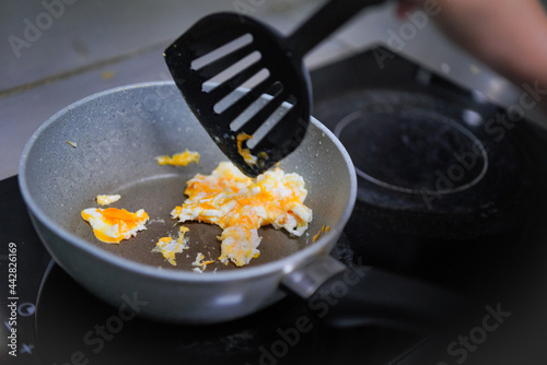 frying pan with meat