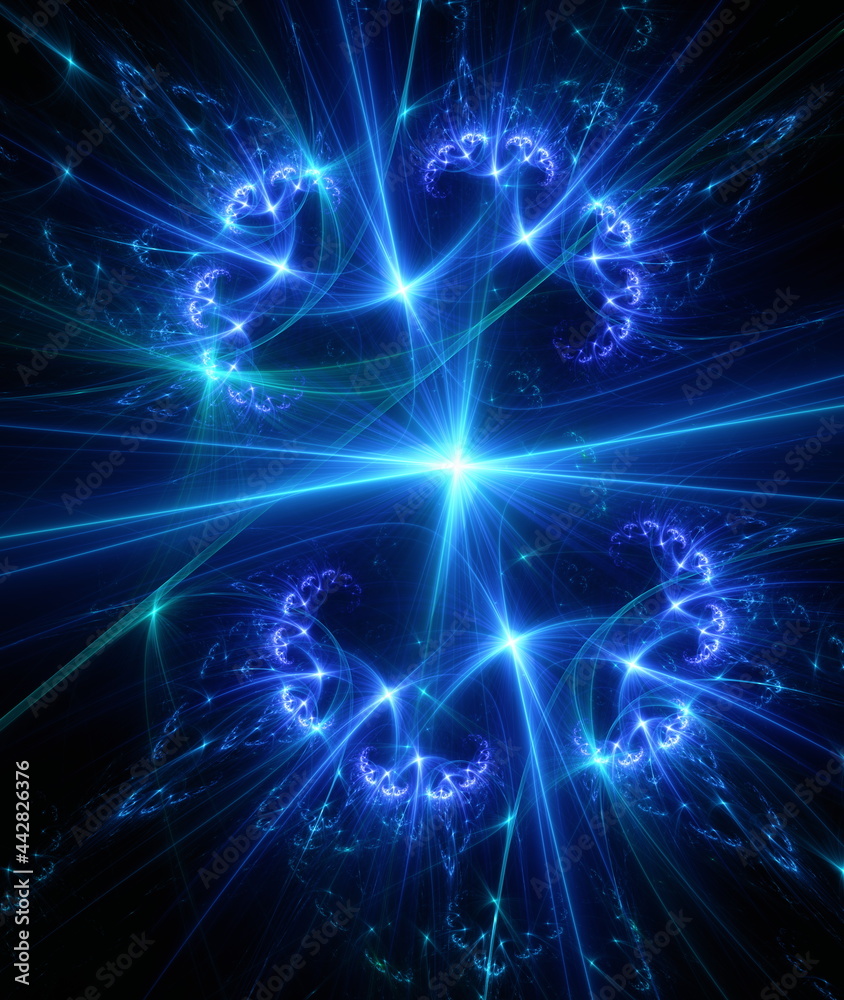 Obraz premium Abstract background, smooth multicolored lines on a black background.