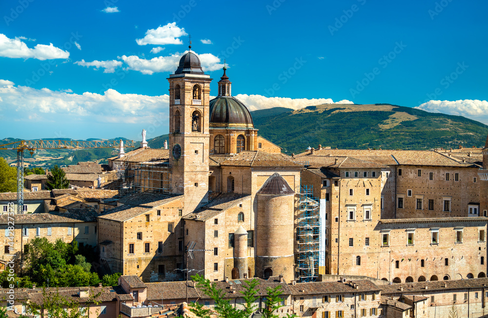 Ducal Palace and Cathedral in Urbino, Italy