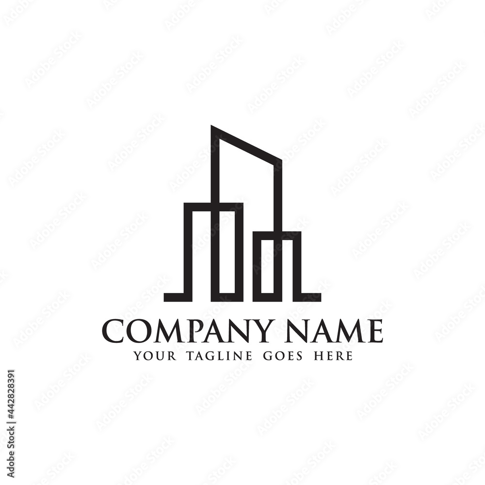 Obraz premium SKYSCRAPERS VECTOR DESIGNS, REAL ESTATE COMPANY, DESIGN ISOLATED, ICON LOGO TEMPLATE