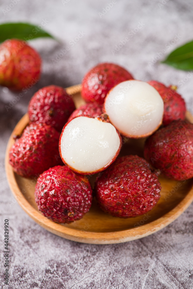fresh litchi, lichee, lychee, or Litchi chinensis close-up fresh litchi, lichee, lychee, or Litchi chinensis close-up
