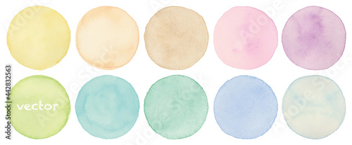 Vector watercolor colorful circle background set