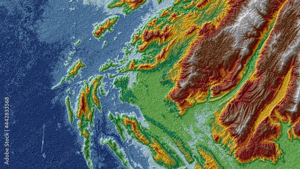 Earth Color Digital Elevation Model in North East of Thailand 