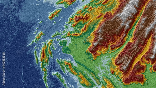 Earth Color Digital Elevation Model in North East of Thailand 