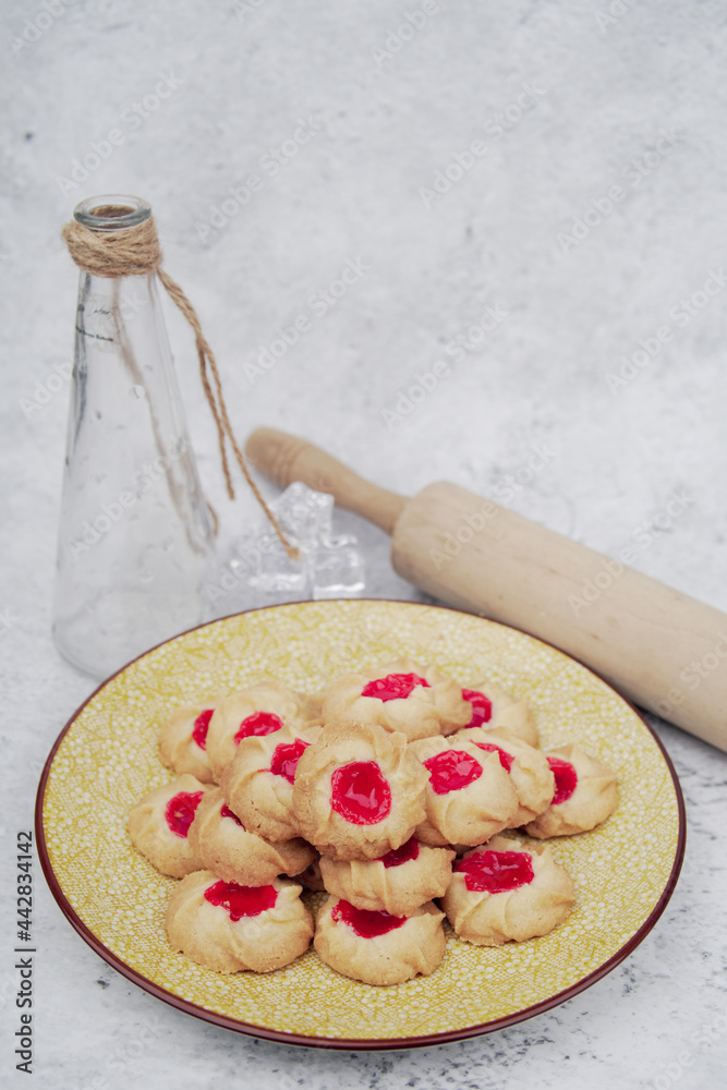 Malaysian Kuih Raya called Strawberry Butter Cookies. Popular kuih raya