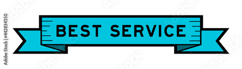 Vintage blue color ribbon banner with word best service on white background