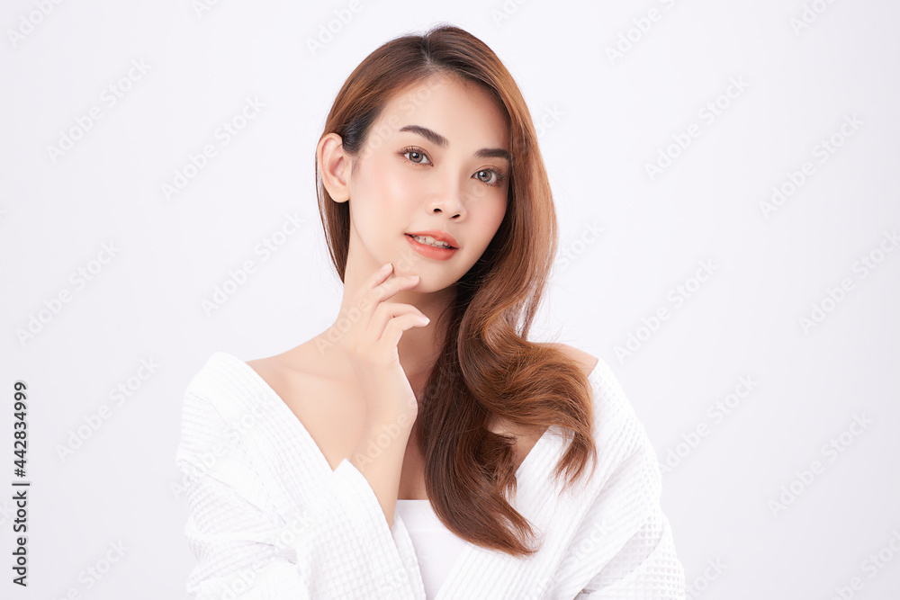 Beautiful young asian woman with clean fresh skin on white background, Face care, Facial treatment, Cosmetology, beauty and spa, Asian women portrait. Beautiful young asian woman with clean fresh skin on white background, Face care, Facial treatment, Cosmetology, beauty and spa, Asian women portrait.