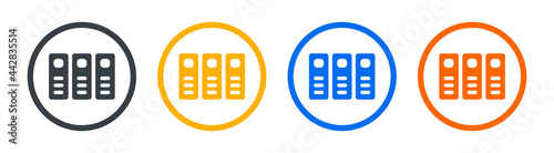 Archive folders icons set. Binders vector illustration.