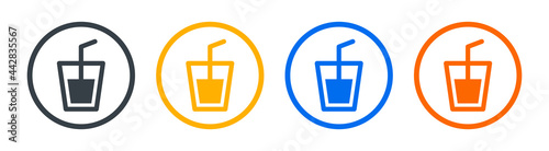 Drink glass icon set. Glass of water symbol. Vector illustration