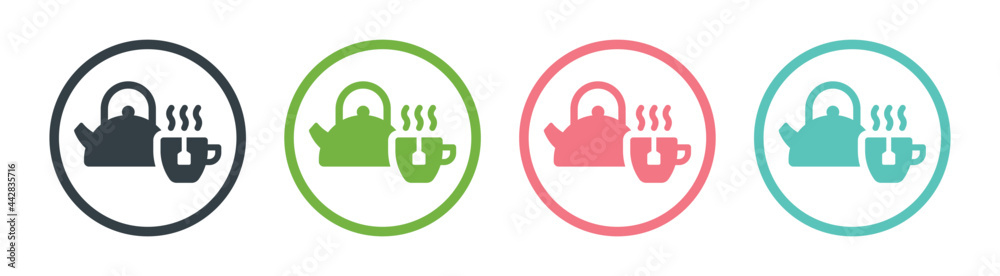 Teapot with teabag on cup icon vector illustration. Teapot with teabag on cup icon vector illustration.