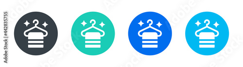 Wiping towel on a hanger icon. Bathroom symbol. Clean and hygiene concept