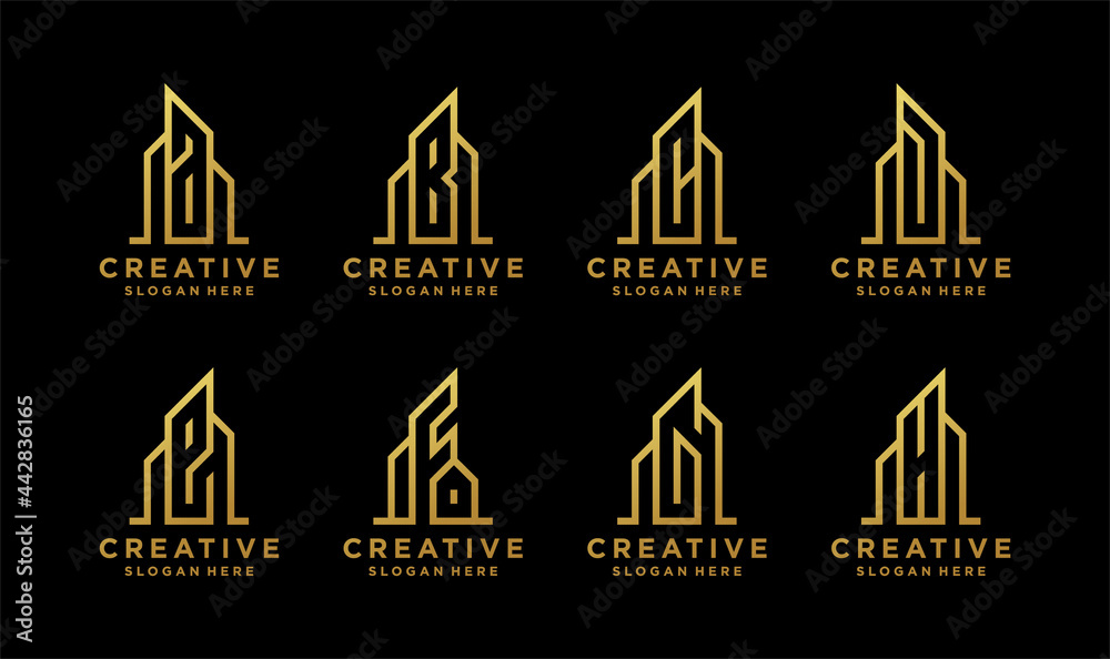 building Logo design vector template. Skyscrapers silhouette city buildings. Commercial office property business center Logotype. Corporate construction identity.