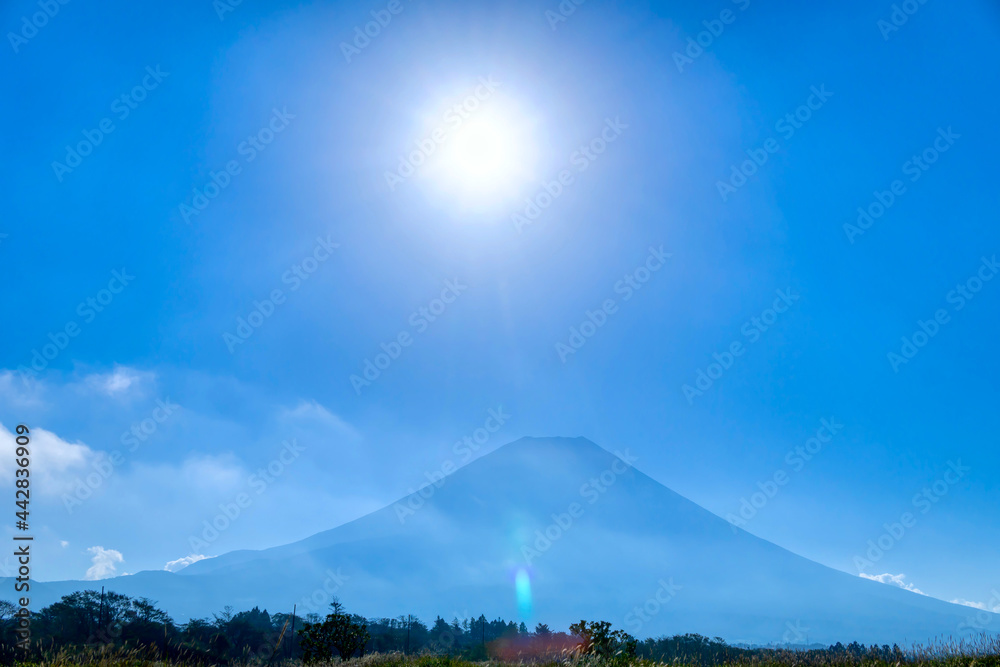 富士山　太陽と雲　朝霧高原　10月　
