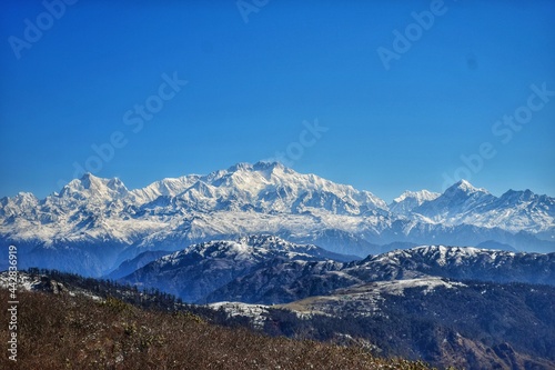 kanchanjangha, summer view, sandakafu trekking, sandakafu top view point,snow covered mountain © Subham