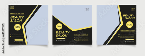 Luxury hair salon social media instagram post template
