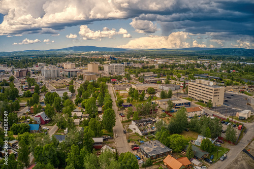 Aerial View of the Fairbanks, Alaska Skyline during Summer