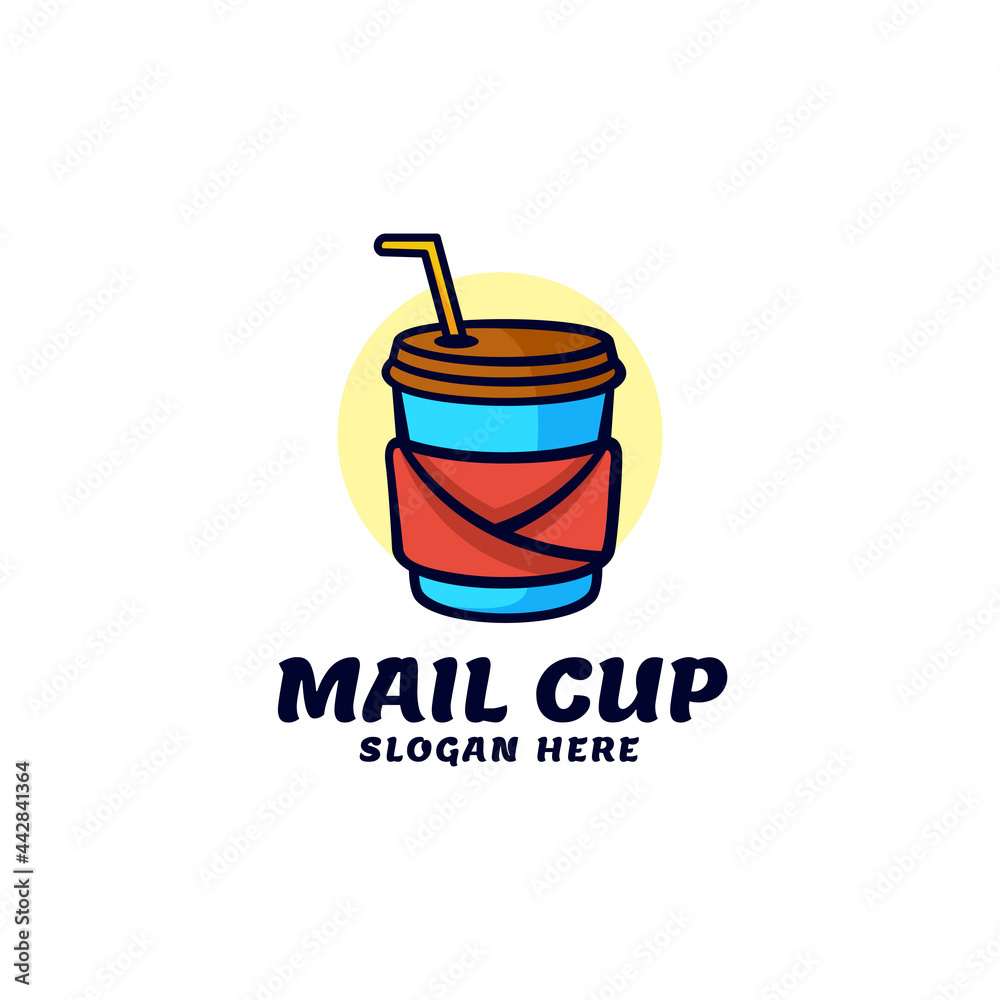 Vector Logo Illustration Mail Cup Simple Mascot Style. Vector Logo Illustration Mail Cup Simple Mascot Style.