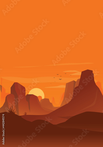 sunset in the desert, sunset in mountain 